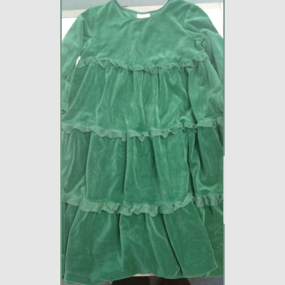 Girls Hanna Andersson Dress 140 Green Velour